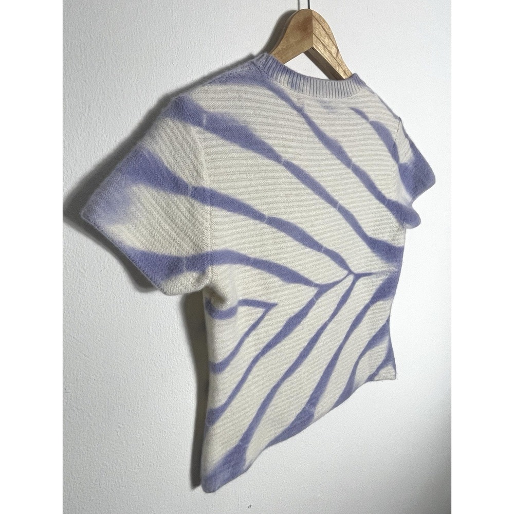 THE ELDER STATESMAN Bermuda Ivory & Blue Cashmere T-Shirt Luxury Handspun S - Picture 9 of 14